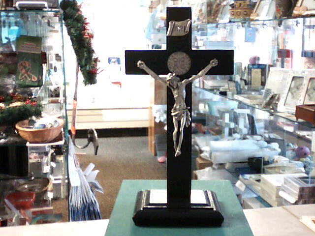 9 inch Standing Black Walnut St. Benedict Crucifix