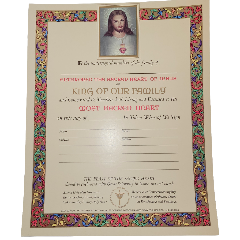 Sacred Heart of Jesus Enthronement of the home