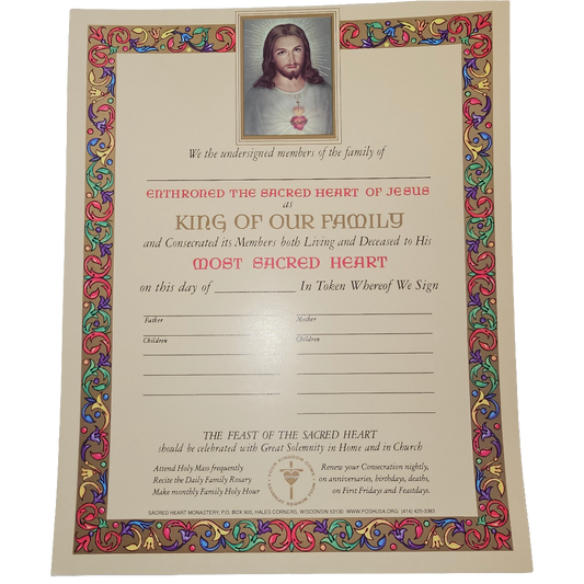 Sacred Heart of Jesus Enthronement of the home