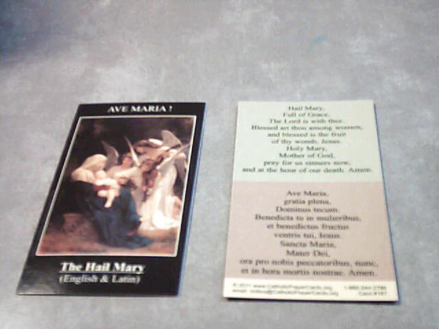 The Hail Mary in Latin and English holy card