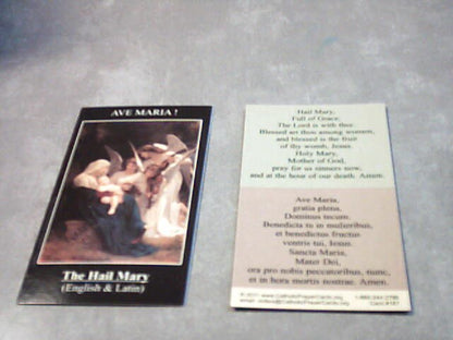 The Hail Mary in Latin and English - Holy Card