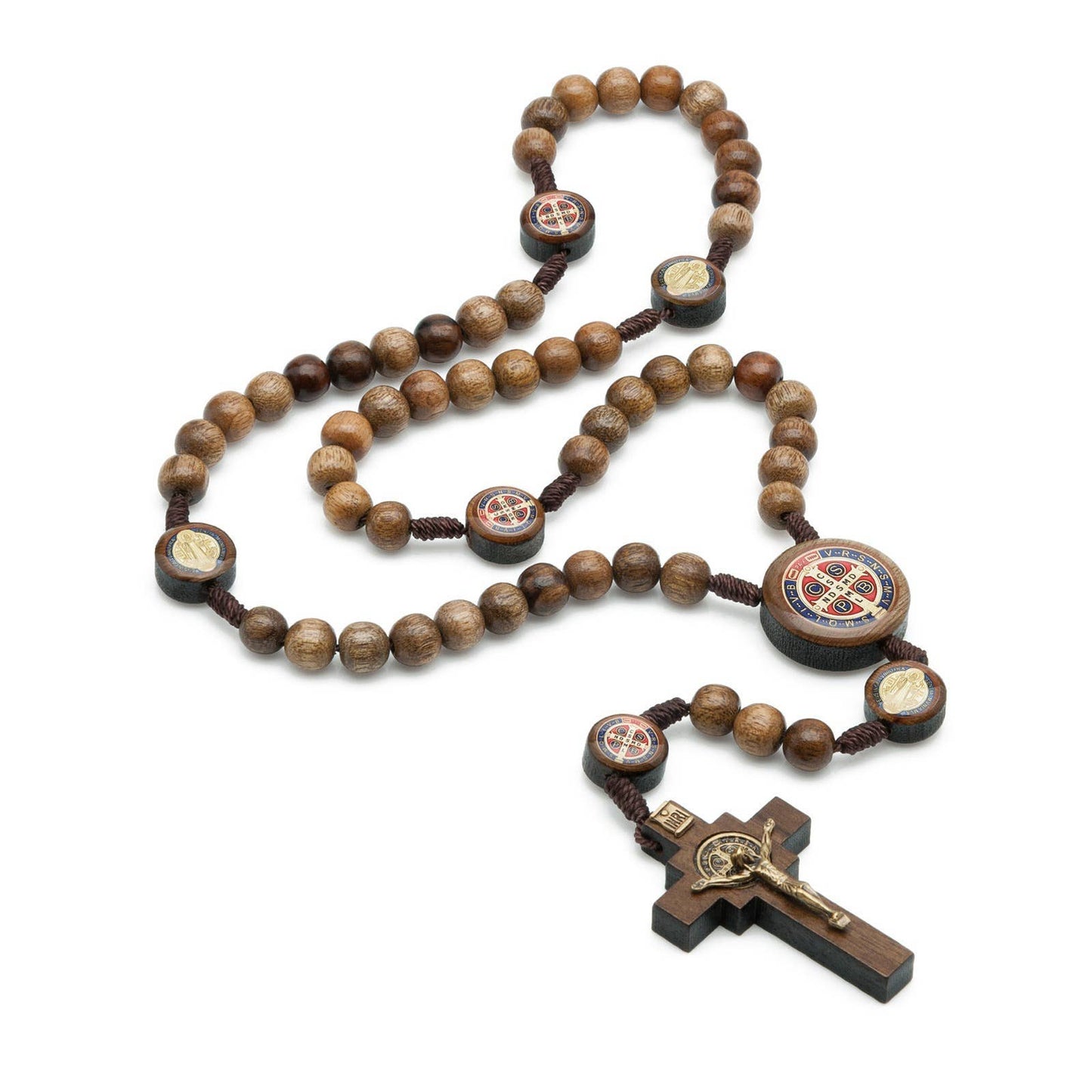 St. Benedict Large Wooden Bead Rosary
