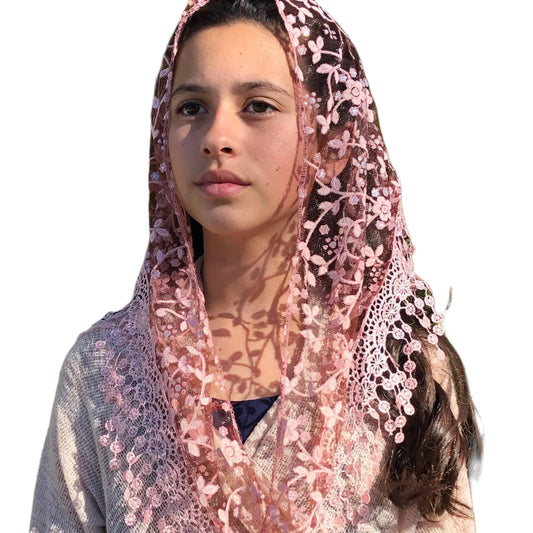 Cherry Blossom Church Veil - BURGUNDY 