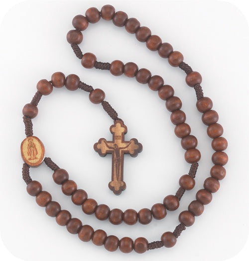 Dark Brown Wooden Bead Rosary