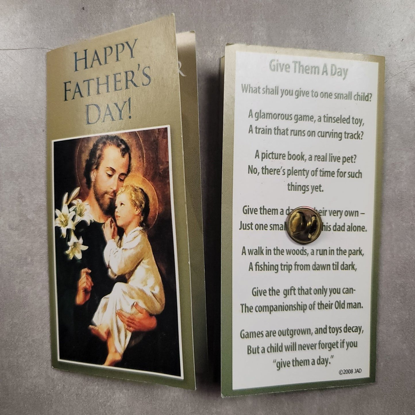 Happy Father's Day Pin With Father's Day Prayer Card