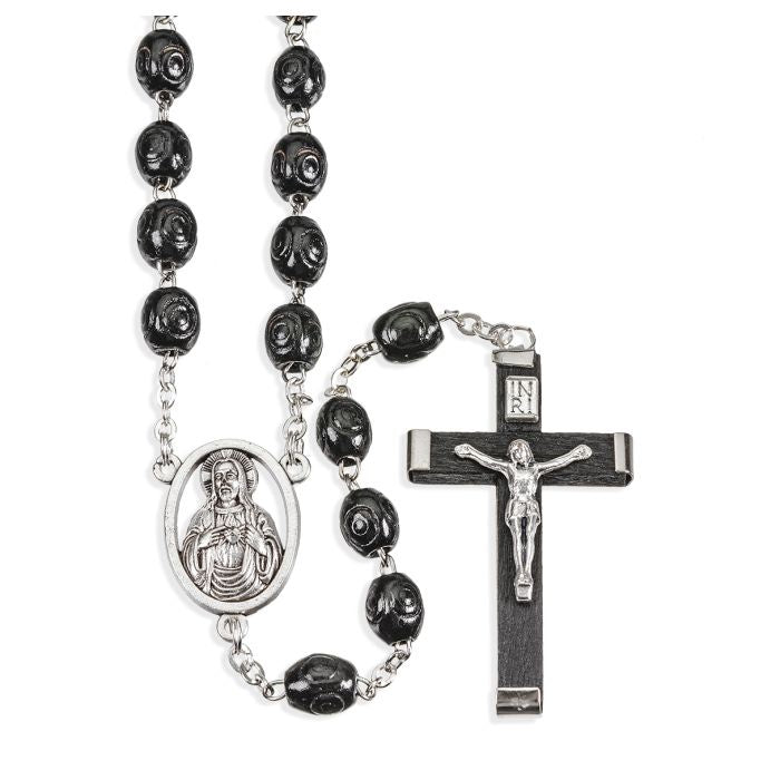 Black wood bead rosary