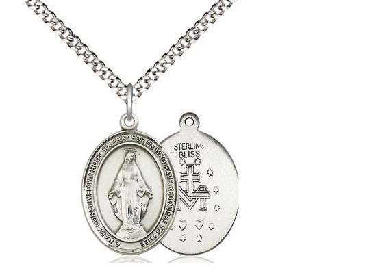 Miraculous Medal, Sterling Silver - 8078