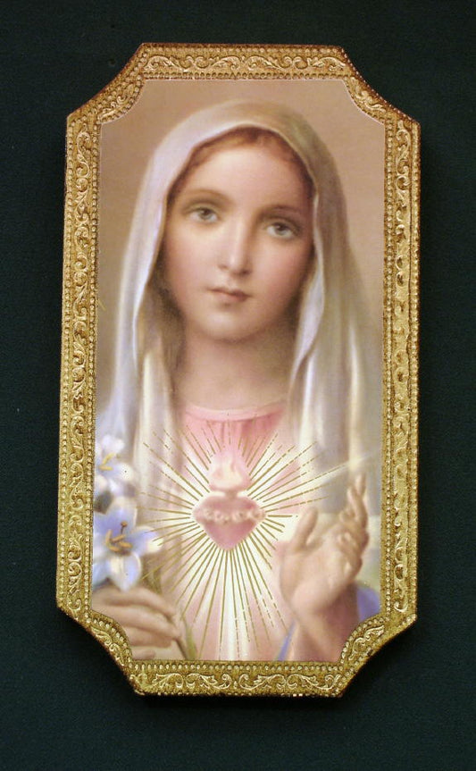 Immaculate Heart of Mary - Florentine Wood Plaque