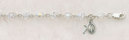 Baby Bracelet With Cross And Miraculous Medal - Aurora Borealis