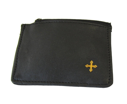 Sheepskin Leather Brass Cross Rosary Case