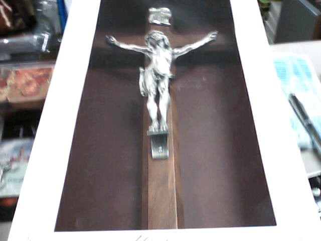 Walnut Cross with Antique Plated Corpus - 15" Crucifix