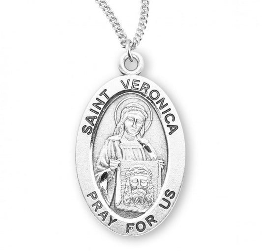 Saint Veronica Oval Sterling Silver Medal - Necklace (S9492)