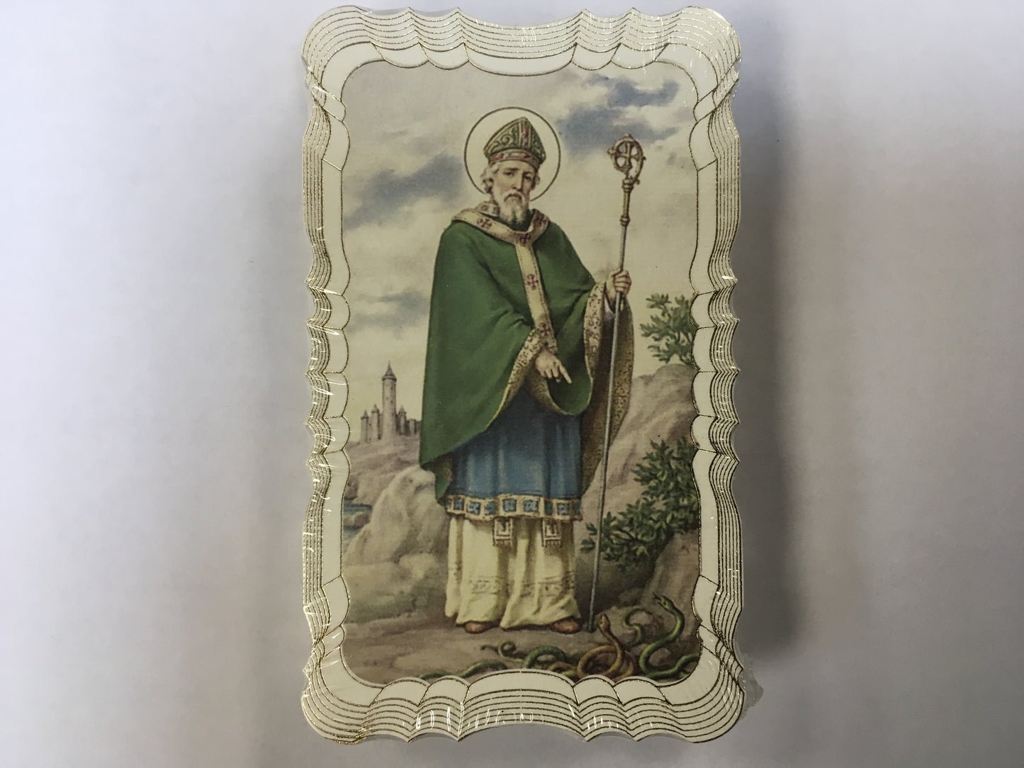 St. Patrick - Blank Scalloped Edge Holy Card