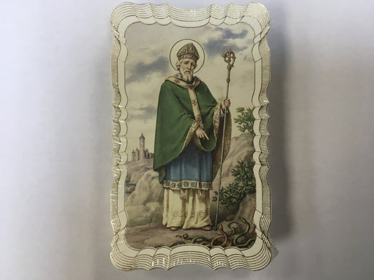 St. Patrick - Blank Scalloped Edge Holy Card