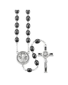 St. Benedict Black Wood Bead Rosary