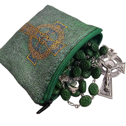 Celtic Cross Woven Rosary Pouch - 3.5"