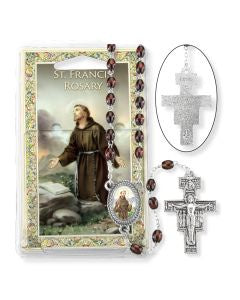 St. Francis 7 Decade Specialty Rosary, Brown Wood Beads