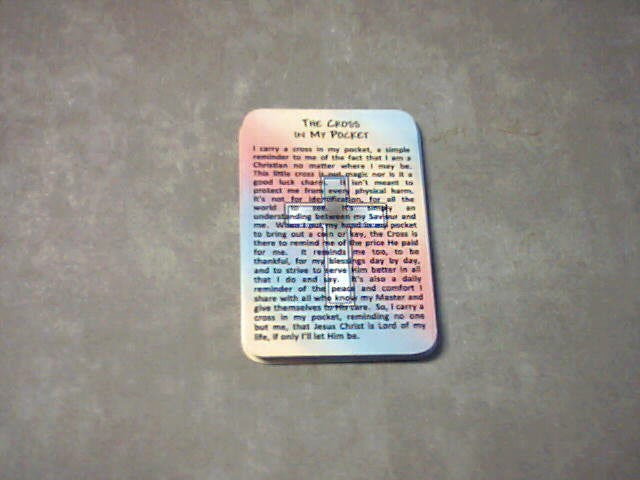 The Cross in my pocket prayer card