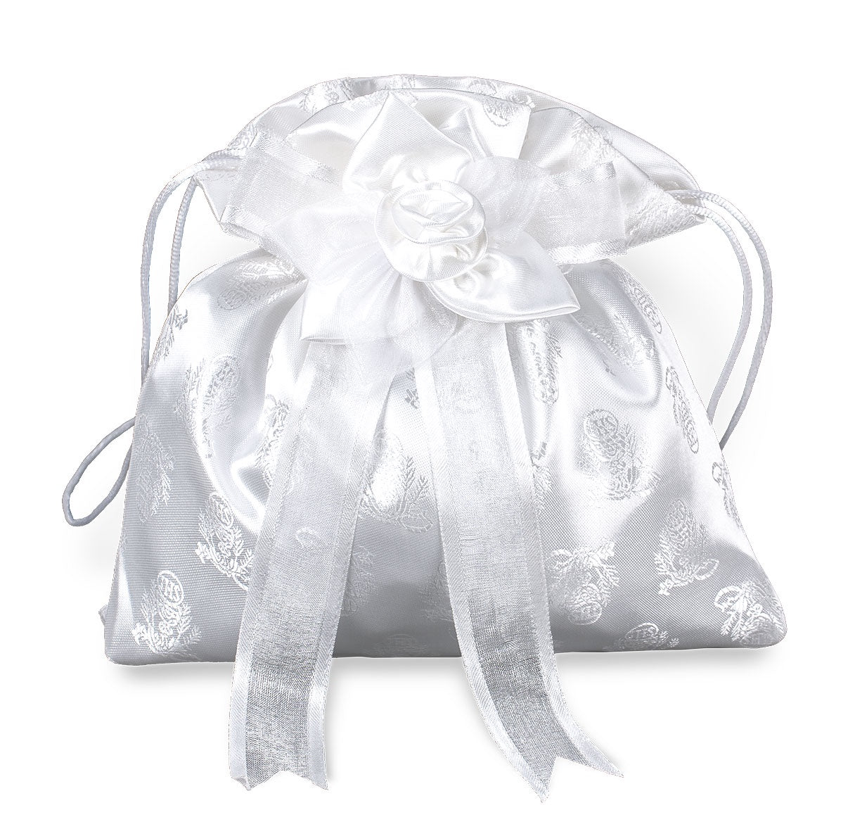 White Brocade First Communion Purse