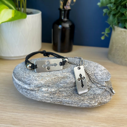 Confirmation Cross Bracelet and Tag Necklace Gift Set