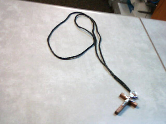 Brown Crucifix on black cord