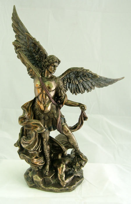 St. Michael, Cold-Cast Bronze, Lightly Hand-Painted, 10inches