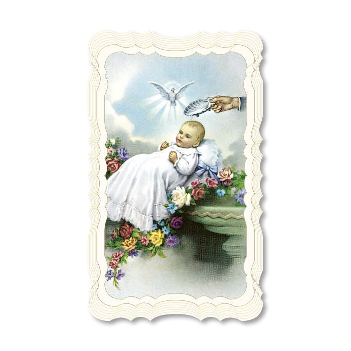 Baptism - Blank Scalloped Edge Holy Card