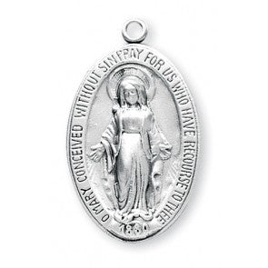 Miraculous Medal in sterling silver - Large, oval