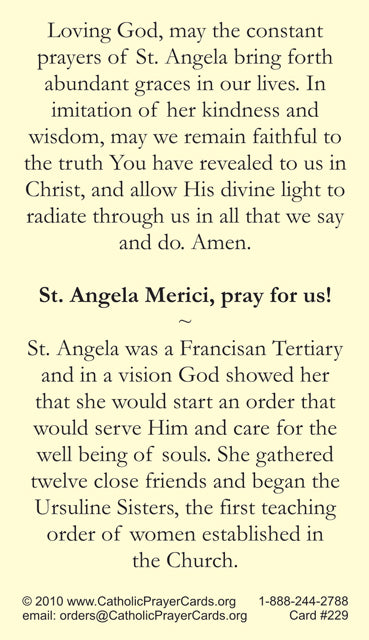 St. Angela Merici Holy Card