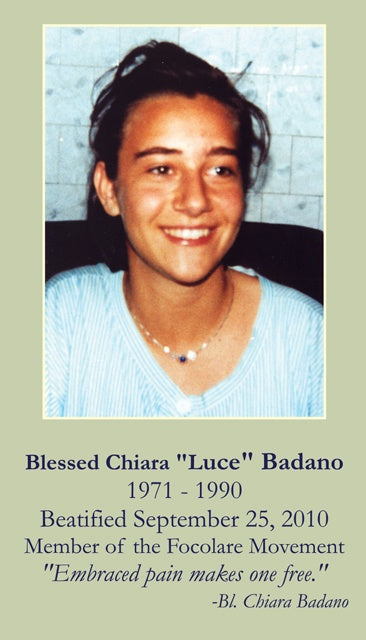 Blessed Chiara Badano Holy Card  - "Luce"