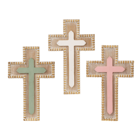 Wall Cross With Beaded Edge In Assorted Colors