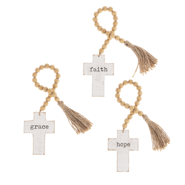 Cross With Beaded Tassel Hanger - Assorted