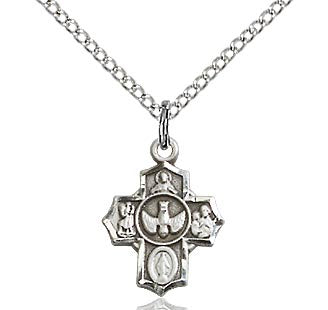 5 way medal in sterling silver with 18 inch sterling silver chain