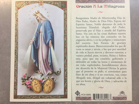 Oracion A La Milagrosa Holy Card