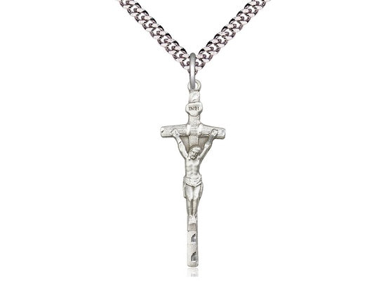 Papal Crucifix, Sterling Silver Necklace