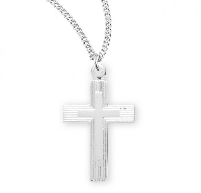 Sterling Silver Engraved Cross - Necklace (S370218)