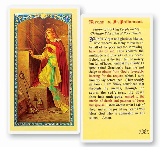 Novena to St. Philomena Holy Card