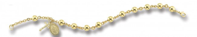 Solid 14 Karat Gold High Polished Rosary Bracelet