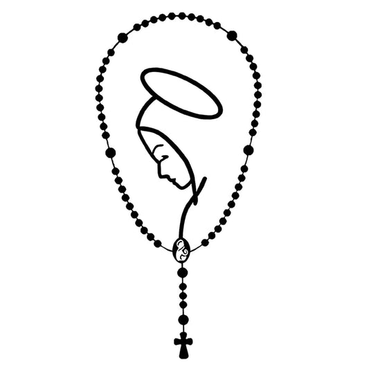 Mary and the Rosary Auto Emblem (Sticker)