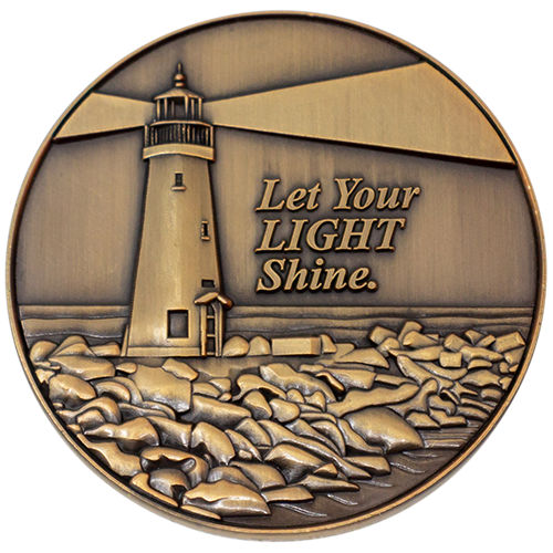 Let Your Light Shine - Antique Gold Plated Challenge Coin