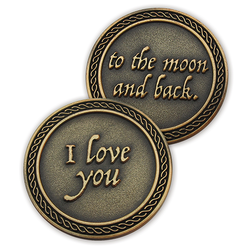 "I Love You To The Moon And Back" Antique Gold Plated Coin