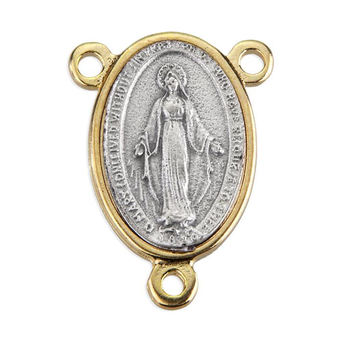 Miraculous Medal Two-Tone Rosary Center