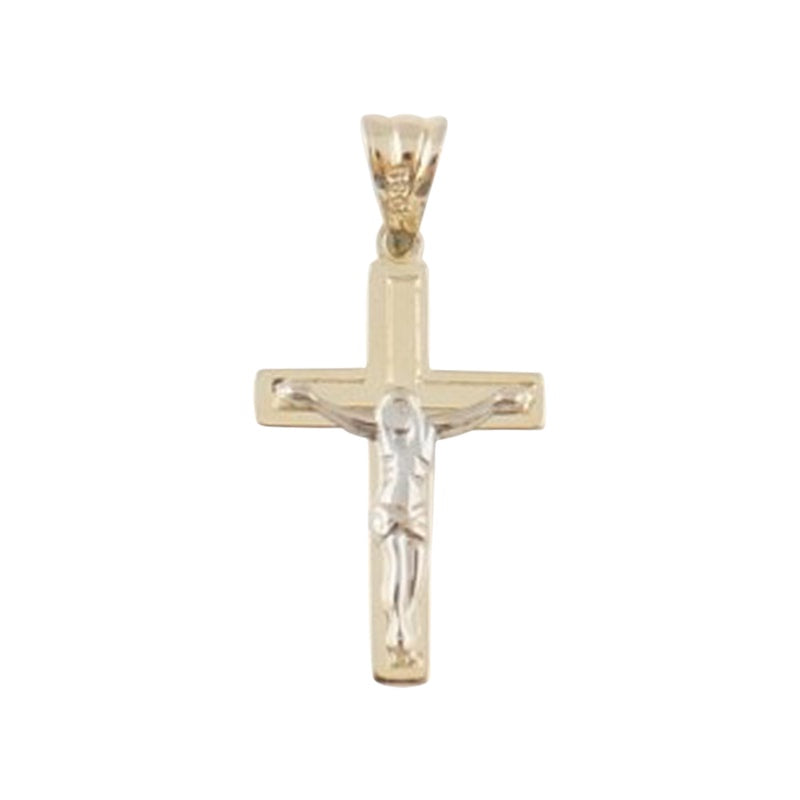 14 Kt Yellow And White Gold Small Crucifix