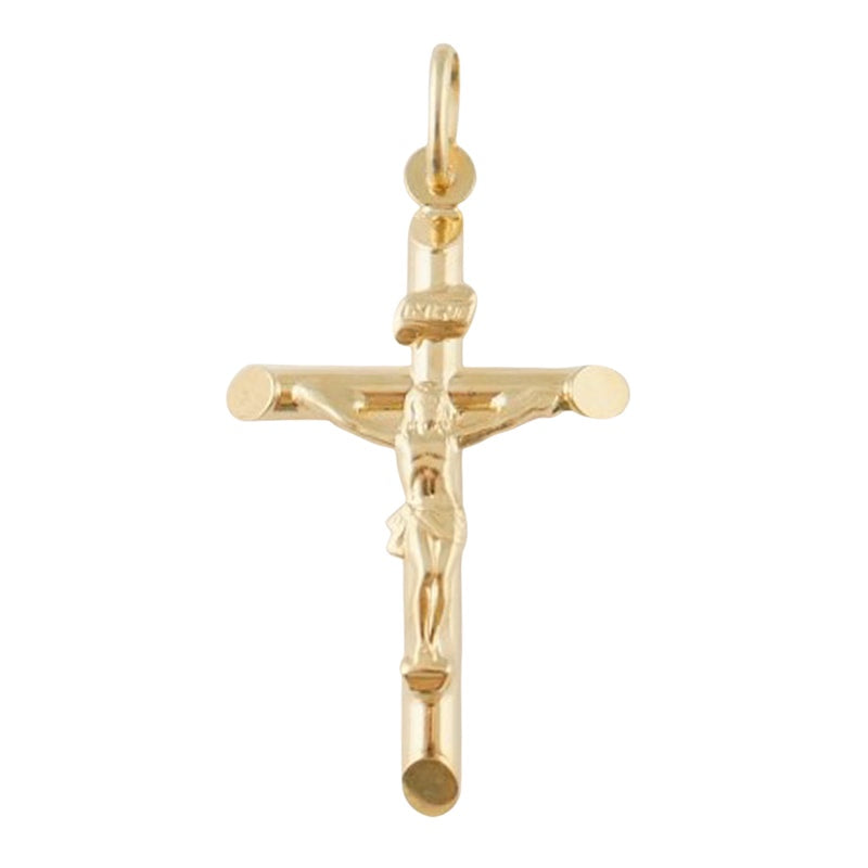 14 Karat Gold Cylindrical Crucifix