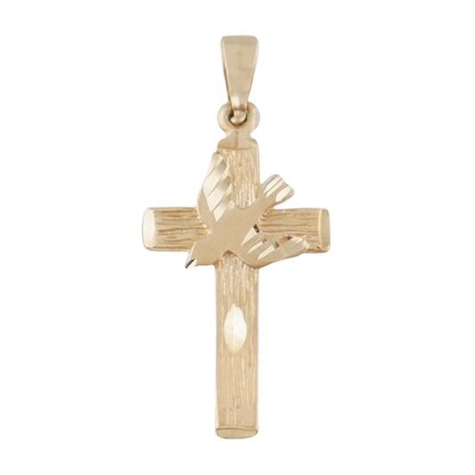 14 kt Gold Cross With Holy Spirit Medal