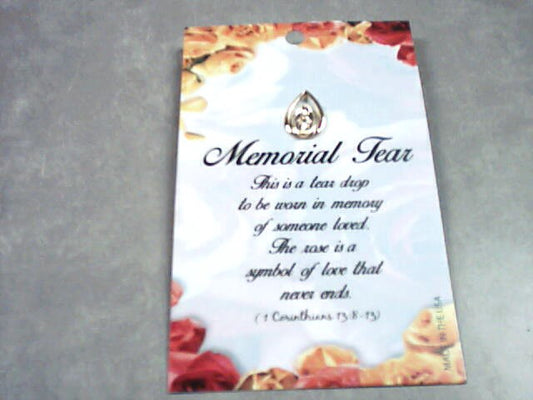 Memorial Tear pin with scripture on card