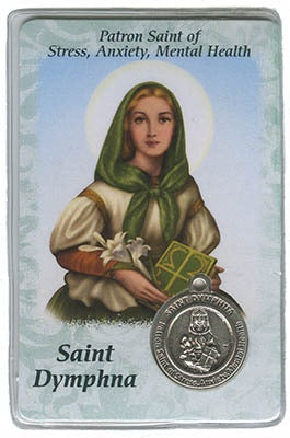 St. Dyphna Patron Saint of Stress, Anxiety, Mental Health Holy Card and Medal