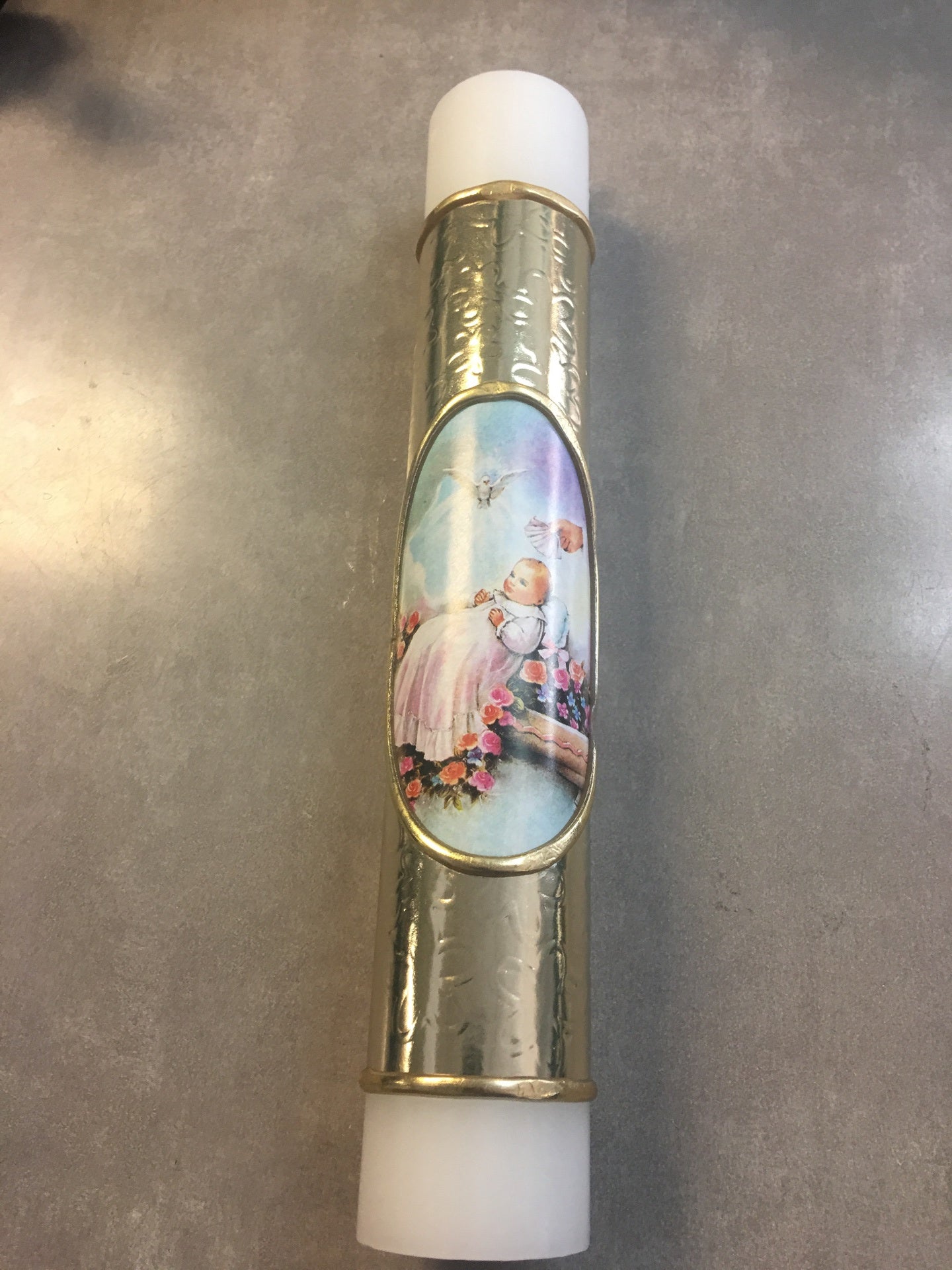 12" Baptism Candle Gold Blessing Child