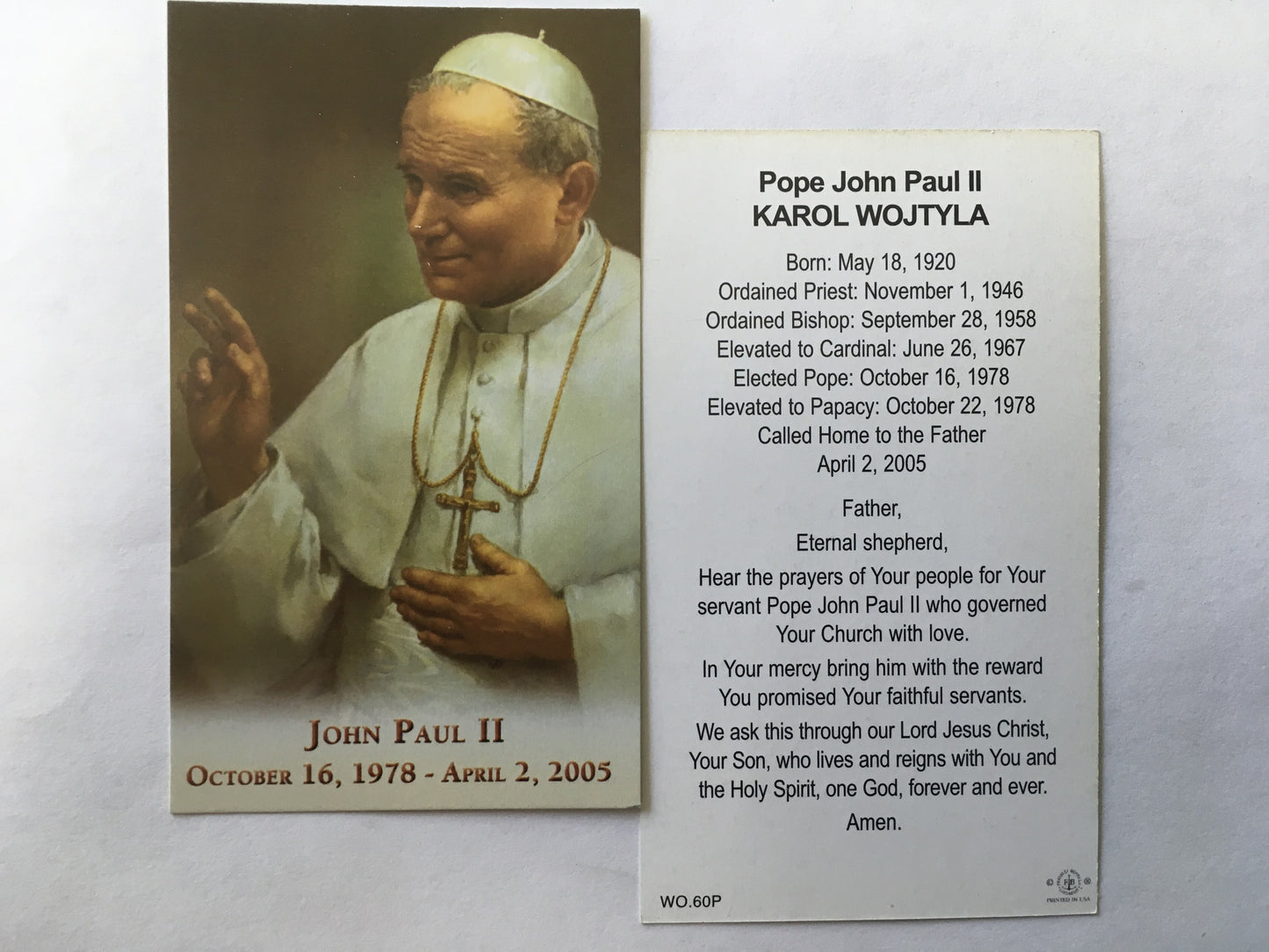 Pope John Paul II - Holy Card