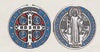 St. Benedict 2 1/2 inch medal in two tone blue and red enamel